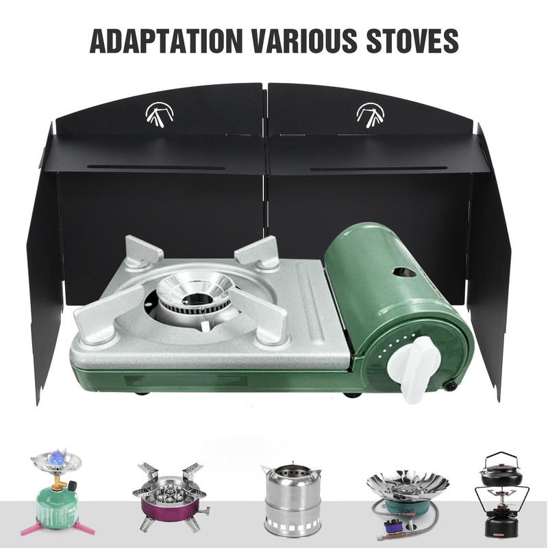 REDCAMP 4 Plates Camping Stove Windscreen, Outdoor Iron Folding Stove