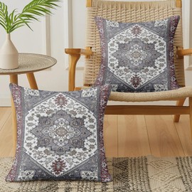 XPHZZL Pack of 2 Soft Decorative Cushion Covers 65cm x 65cm Square Throw Pillow Case Boho Style Pillowcases for Sofa Bedroom Outdoor Patio Garden with Invisible Zipper 26 x 26 Inch-Red Blue