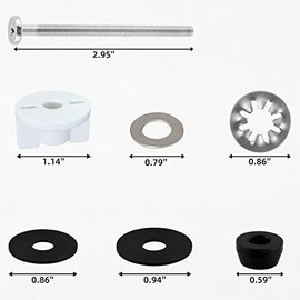 2PCS Universal Toilet Seat Bolts Kit Compatible with Kohler/American Standard/TOTO/Glacier Bay, 3 Inches Stainless Steel Toilet Seat Screws Replacement, Easy to Install