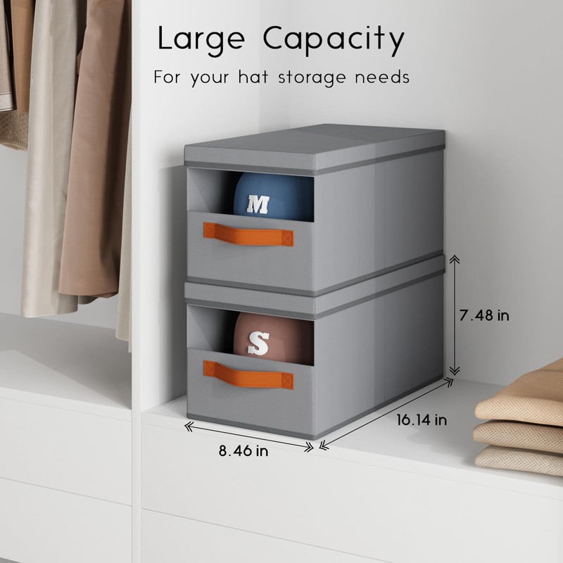 Homsorout Hat Organizer for Baseball Caps - 3 Pack Stackable