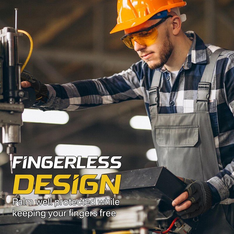 HLDD HANDLANDY Work Gloves Men - 3 Fingerless Work Gloves