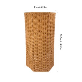 HOLIDYOYO Woven Umbrella Stand Basket with Drainage Tray 15.55In Hexagonal Rattan Storage Bucket for Entryway Umbrella Holder and Yoga Mat Organizer