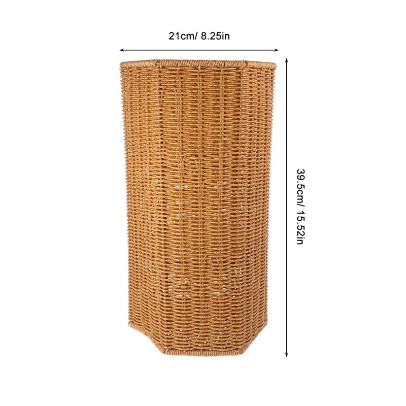 HOLIDYOYO Woven Umbrella Stand Basket with Drainage Tray 15.55In Hexagonal