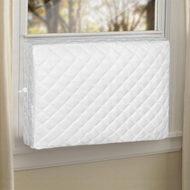 Cestluck Window AC Cover for Inside: Indoor AC Cover for Window Unit - M Size Beige Window Air Conditioner Cover Inside for Winter - Windproof Waterproof Snowproof for Bedroom Living Room Apartment