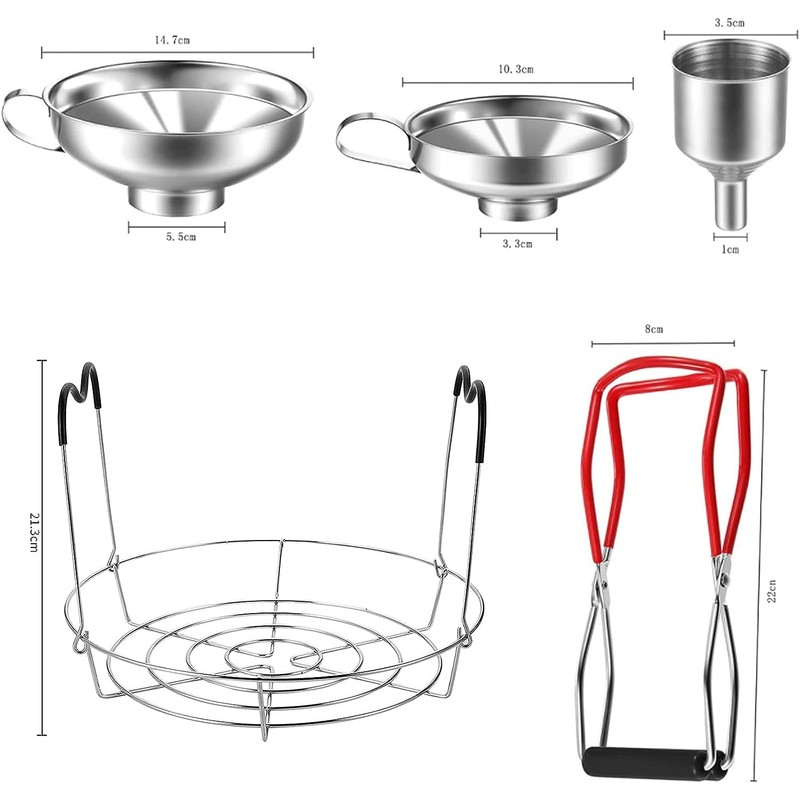 Stainless Steel Canning Funnel Set, Jar Funnel Lifter with Grip