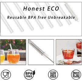 Sturdy Plastic Straws Short Stir Sticks Reusable Drinking Straws with 2 Straw Cleaners for Kids cup/coffee/Juice/wine tumblers, BPA free Dishwasher safe. (Clear)
