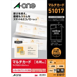 エーワン 名刺 マルチカード スマート&エコノミー 100枚分 51017