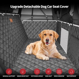 FOR-HI Dog Car Seat Cover for Back Seat,One Seat to Three Seats Back Seat Extender with Hard Bottom. 2025 Upgraded Material Waterproof Dog Hammock for Car,Easy to Use and Clean Holds 400lbs(Silver)