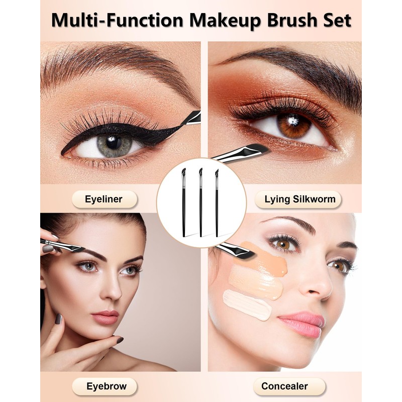 BeautyCurls Eyeliner Brushes Set, Fine Angled Eyeliner Eyebrow Concealer Brushes