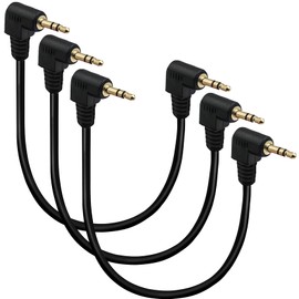 tunghey 3Pack 2.5mm TRS Audio Cable, 90 Degree Angle 2.5mm Male Jack to 90 Degree Angle 2.5mm Male Jack AUX Audio Cable, Gold Plated Pure Copper 30CM