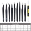 Anti-Static Tweezers ESD Pack of 10 Precision Tweezers Sets with