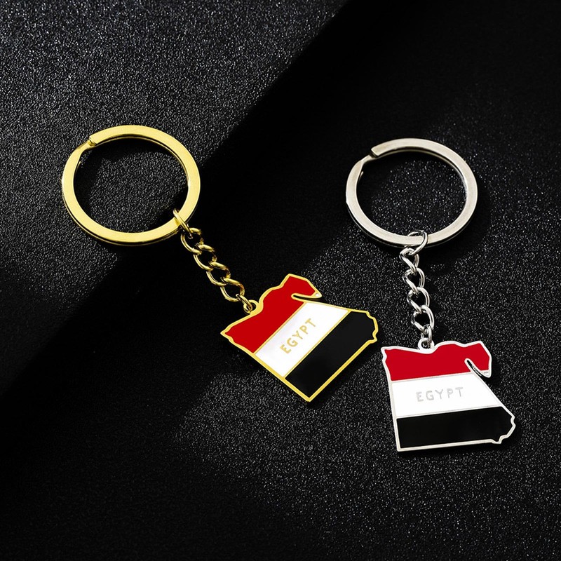 ROYALEAD Unique Egypt Map Flag Keyring Keychain Personality Stainless Steel