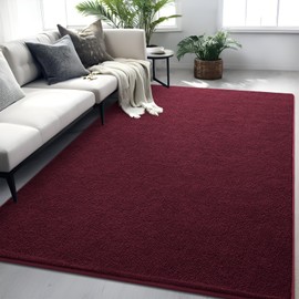 FALARK Red Rugs for Living Room Bedroom, 6x9 ft Burgundy Area Rug, Washable Memory Foam Indoor Carpet, Modern Aesthetic Minimalist Non-Slip Carpets for Boys Girls Adults Home Decor