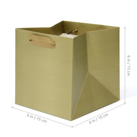 LFCXHTY Gold Paper Gift Bag Small Square Bottom Paper Bags with Handles(Gold, 6 x 6 x 6 in, 10 CT)
