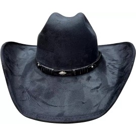 Artesanias Mickey Mexican Vaquero Cowboy Black Felt Suede Hat Tejana Sombrero Texana Sinaloa L