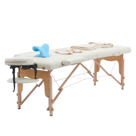 Massage Table Portable with Neck Stretcher and Sheets, 84 inch Massage Bed Adjustable Lash Bed Massage Bed Tattoo Table for Beauty Tattoo Eyelash (Table with Sheets, Cream)