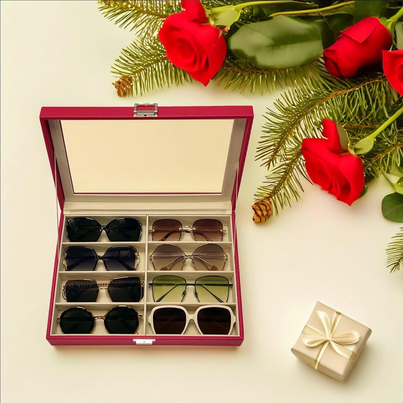 UnionPlus 8-Slots Sunglasses Case Organizer, Eyeglass Glasses Display Holder Collector,