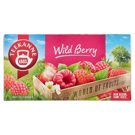 Teekanne Wild Berry Strawberry & Raspberry All Natural Fruit Flavored Infusion Tea with Sweet Blackberry Leaves and Rosehip 20 Teabags