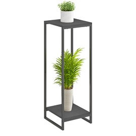 JEPRECO 34" Tall Plant Stand Indoor, 2-Tier Modern Plant Shelf, Corner Flower Pot Holder Organizer for Living Room Balcony Patio Garden (Black)
