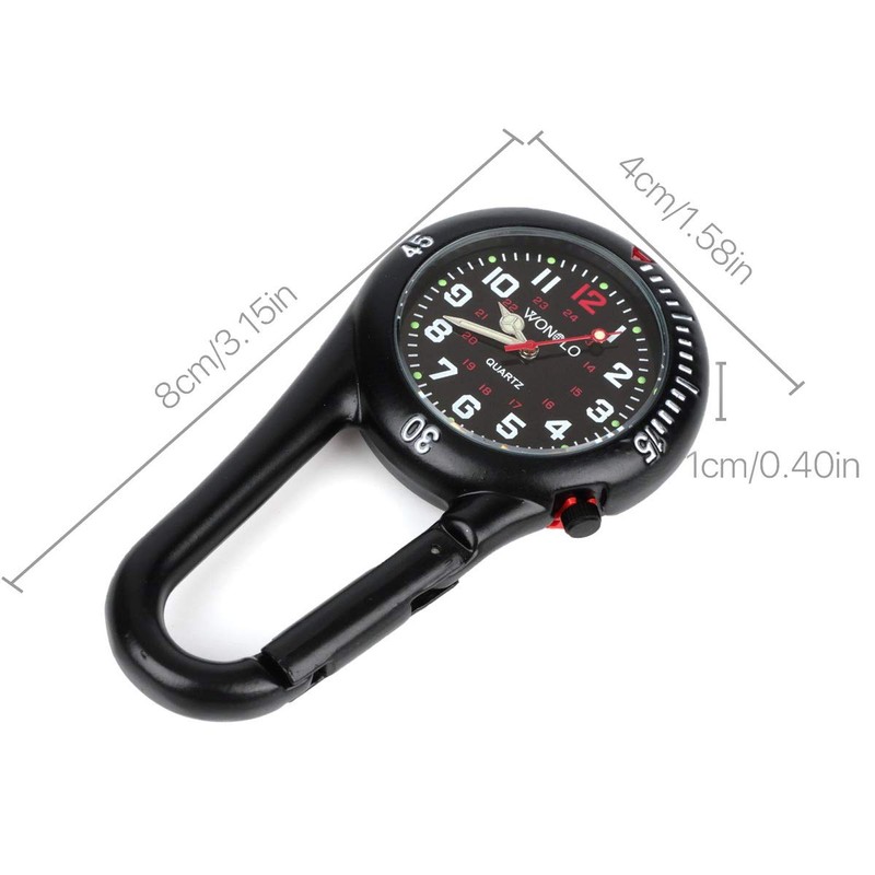WONOLO Clip on Carabiner Luminous Face FOB Digital Watch for