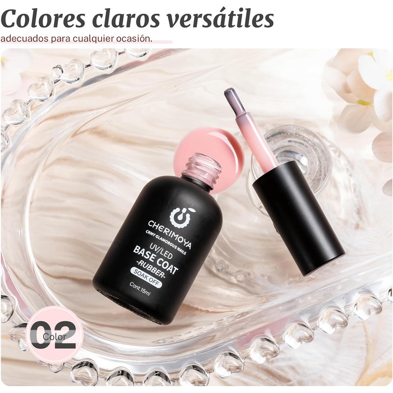 CHERIMOYA Kit de Base Coat Permanente Rubber, Set de 3