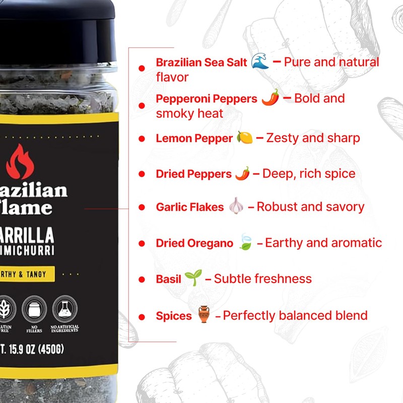 Brazilian Flame Parrilla Seasoning - Parrilla Chimichurri - 15.9 oz