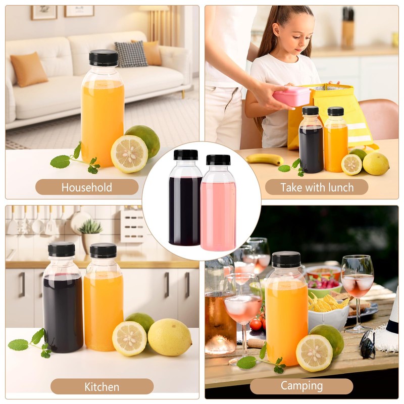 YBCPACK 12 Pack 300ml Heat-Resistant Reusable Plastic Juice Bottles With