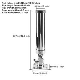 Adjustable Boat Fishing Rod Holder, 360° Rotating Marine Grade Stainless Steel 316 Deck Flat Mount Fishing Pole Holder Bracket for Kayak,Pontoon, Yacht Accessories (2 Pack)