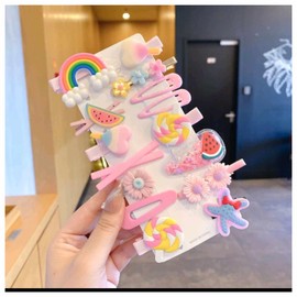 Generic 12 pcs Cartoon Hair Clips Set Cute Barrettes Snap Hair Clips Headband Hairpins Hair Accessories Gift For Women Teens Girls #4, Pink