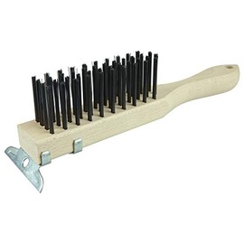Weiler 44069 Hand Wire Scratch Brush w/Scraper, .012 Carbon Steel Fill, 4 x 11 Rows, Made in The USA (Pack of 12)
