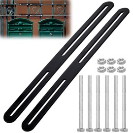 Fosoloni Pack of 2 Letterbox Attachment, Flat Connector for Fence, Letterbox, Fence Fastening Letterbox, Adjustable Stainless Steel Flat Connector for Letterbox Attachment to Gates or Fences