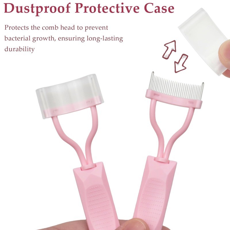 2PCS Arc-Shaped Pink Eyelash Comb – Lash Definer Mascara Separator