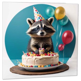 Raccoon Birthday Card - Raccoon Happy Birthday Card 145 x 145mm