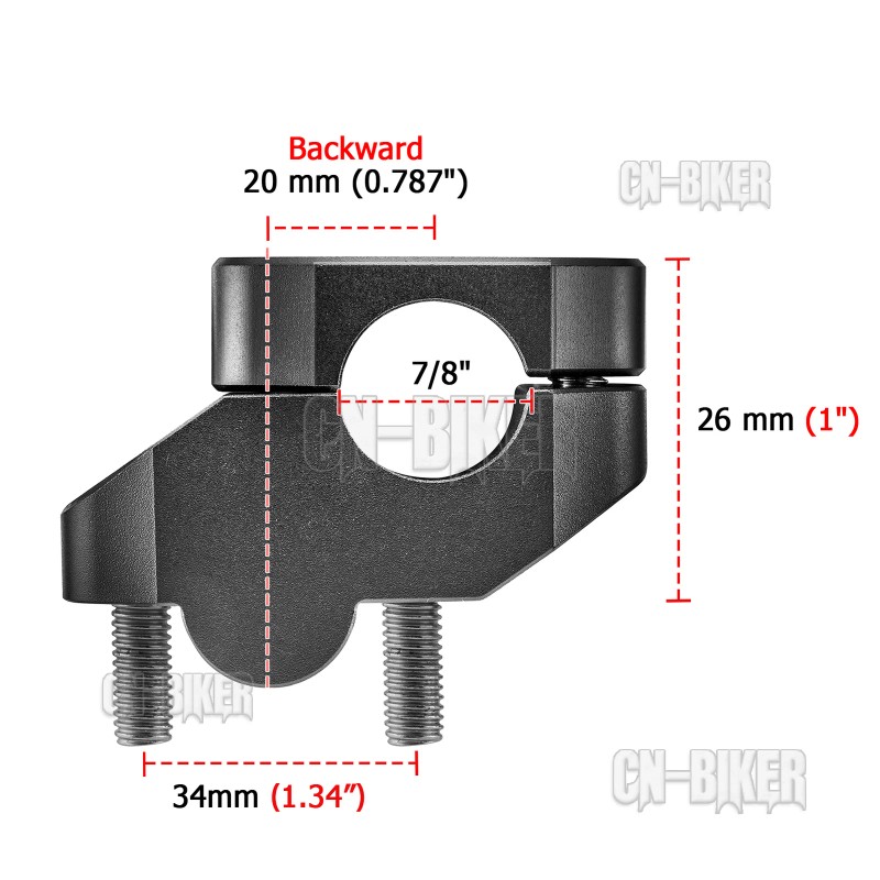 CB Black Handlebar Riser 7/8" Bars 26mm Height Pullback For