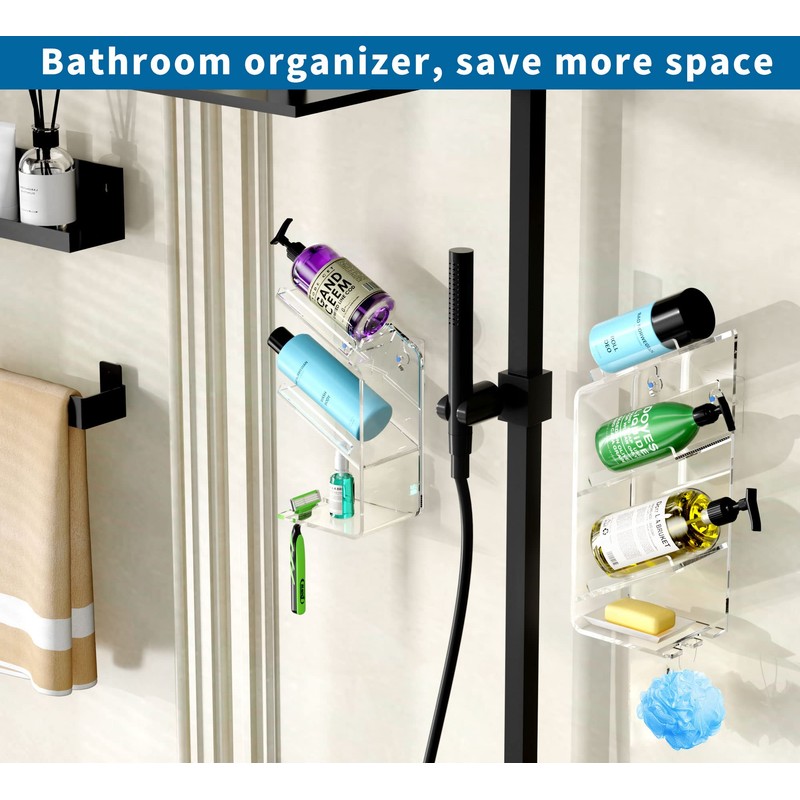 AITEE Acrylic Bathroom Organizer Shower Caddy, Clear Shampoo Holder Organizer