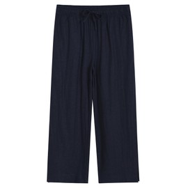 Latuza Women's 25'' Inseam Linen Cropped Wide Leg Lounge Pants XL Navy