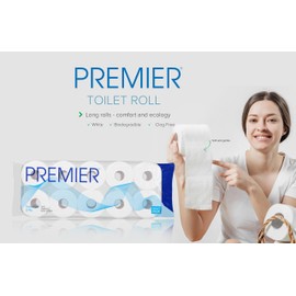 Premier Tissues Toilet Tissue 160 Pulls 2 Ply Roll (Pack Of 10) 1600 Pulls, 3200 Sheets)