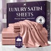 SLEEP SANCTUARY Satin Sheets King Size – 4 Piece Luxury