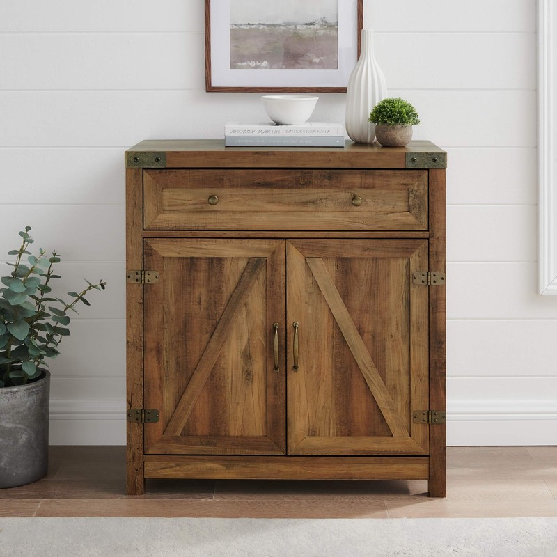 Walker Edison Cass Modern Farmhouse Double Barn Door Accent Cabinet,