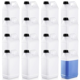 Ziliny 16 Pcs 1 Gallon Plastic Jug with Lids Square Empty Storage Containers Plastic Jar Containers for Water Sauces Soaps Detergents Liquids Cleaning Solutions(Translucent Color)