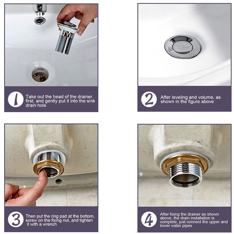 Bathroom Sink Drain Electroplating Popup Wash Basin Drainer Stopper NonOverflow(Popup