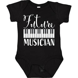 inktastic Future Musician- Piano Music Baby Bodysuit Newborn 0040 Black 34185