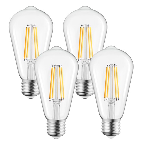 Brightown Edison Light Bulbs, 4Pcs Vintage 6 Watt Incandescent Light Bulbs E26 Base Non-Dimmable Decorative Antique Filament Light Bulbs 252 Lumens, Warm White