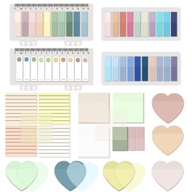 BAYTORY 1600 Sheets Waterproof Sticky Notes, Transparent Sticky Notes, 7.6 x 7.6 cm, Register Tabs, Writeable, Translucent Stickers for Notebooks (Multicoloured Love)