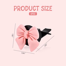 6PCS Pink Bow Car Air Vent Clips, Coquette Girly Car Interior Accessories with Vent Clips, Cute Aesthetic Car Decorations for Women Girls