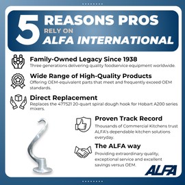 Alfa Spiral Dough Hook for Hobart 20-Quart Mixer