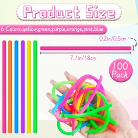 100 Pcs Stretchy Fidget Toys,Colorful Stretchy Strings Sensory Toy,Fidget Stress Relief Toy Sensory Noodle Strings for Kids Adults Stress Relief,Party Favors
