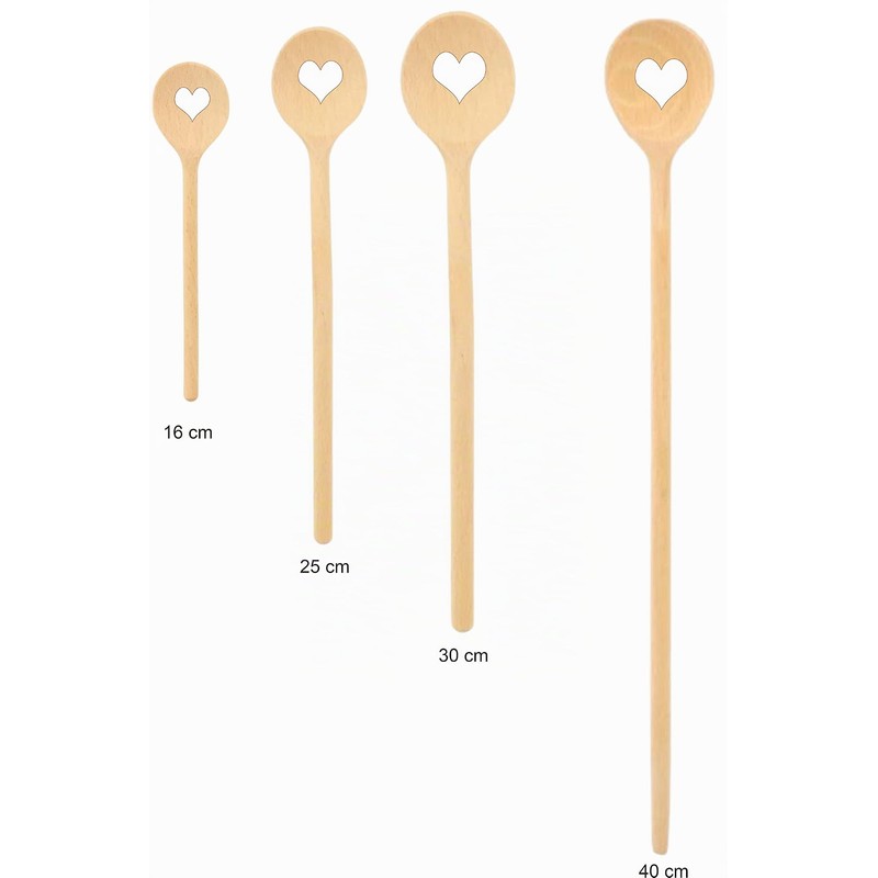 teemando Brand Wooden Cooking Spoon with Heart 30cm Round Cooking