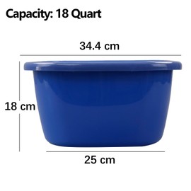 Ramddy 2 Pack 18 Quart Deep Wash Basin, Blue Dish Tub Square