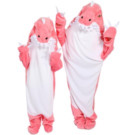 BEVITA Shark Blanket Hoodie Women Dinosaur Wearable Blanket Gifts for Adults Onesie,Pink Dinosaur,S